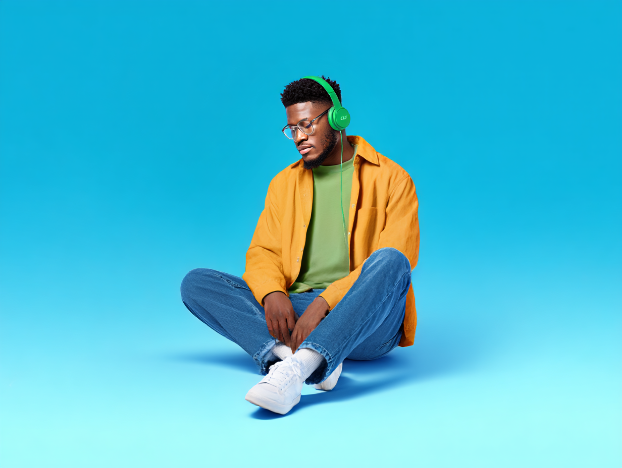 Person listening to a podcast with headphones